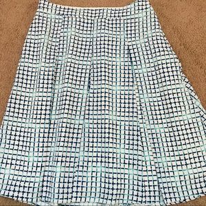 THE LIMITED Teal Blue and White Windowpane A-Line Midi Skirt 8